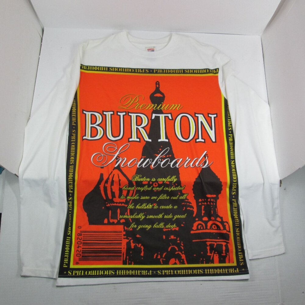 BURTON Snowboarding White Graphic Long Sleeve Shirt Men's Medium Dryride